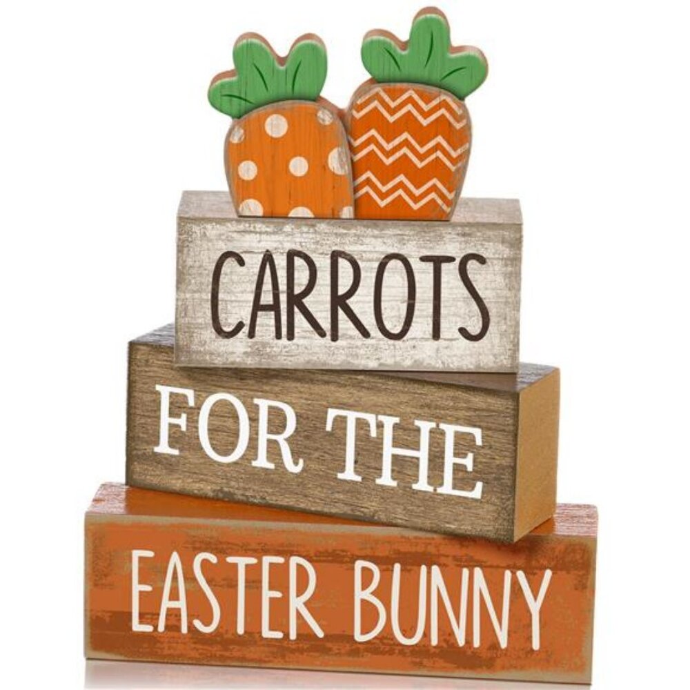 4 Pcs Easter Decor Wooden Carrot Decoration Easter Tiered Tray Decor Rustic